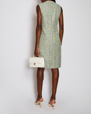*HAUTE COUTURE* Chanel Green Lessage Tweed Jacket with Matching Dress Set Size FR 42 (UK 14)