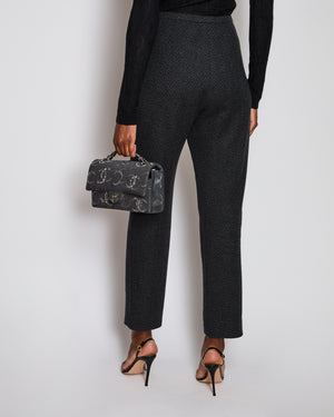 Chanel Charcoal Herringbone Straight Leg Trousers Size FR 44 (UK 16)