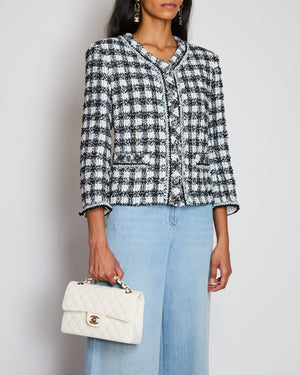 Chanel 23/P Black Collarless Tweed Jacket with Braided Trim Detail Size FR 44 (UK 16)