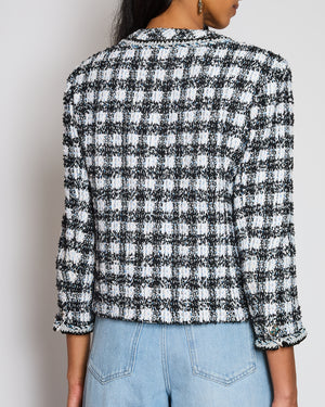 Chanel 23/P Black Collarless Tweed Jacket with Braided Trim Detail Size FR 44 (UK 16)