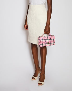 Chanel White Lessage Tweed Midi Skirt with Pocket Detail Size FR 42 (UK 14)