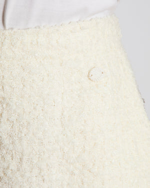 Chanel White Lessage Tweed Midi Skirt with Pocket Detail Size FR 42 (UK 14)