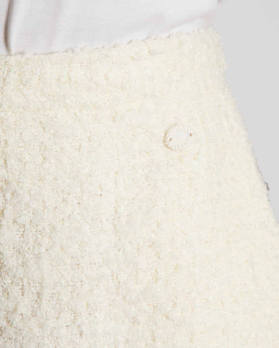 Chanel White Lessage Tweed Midi Skirt with Pocket Detail Size FR 42 (UK 14)