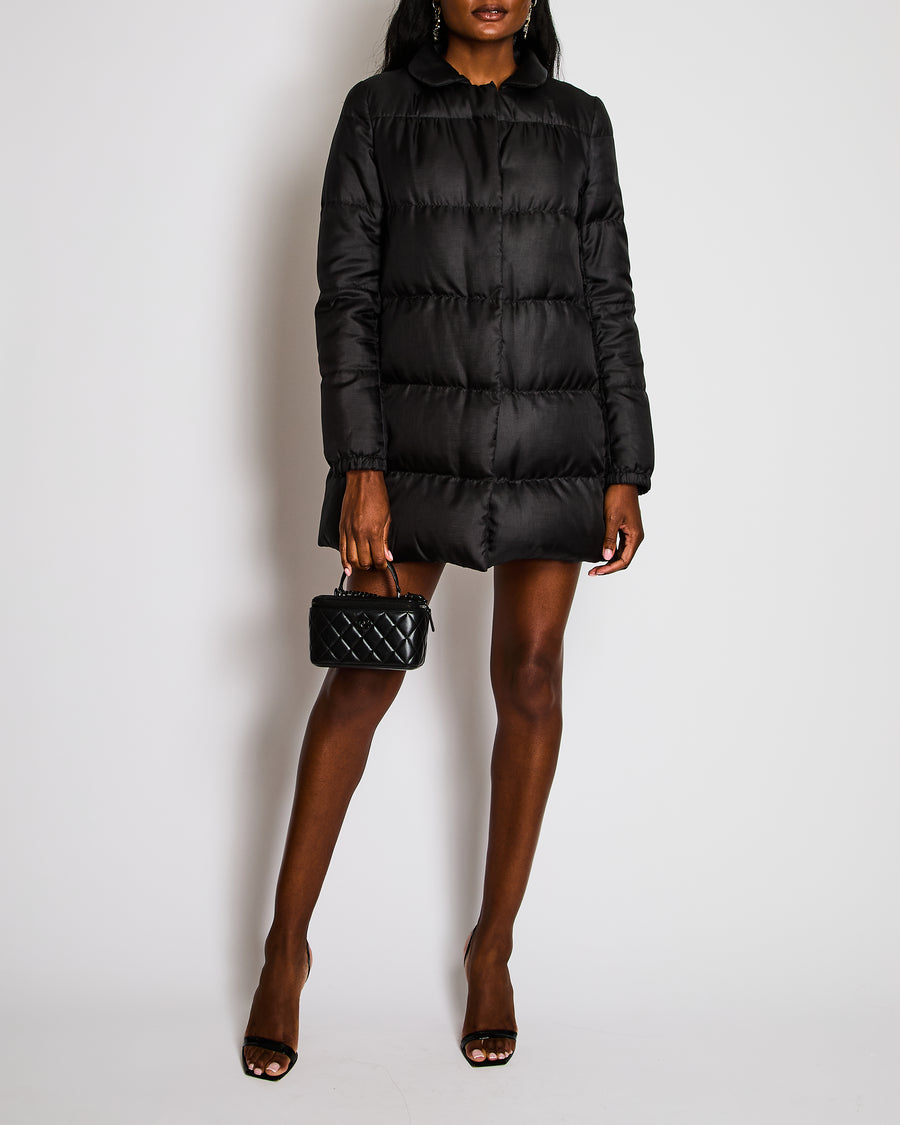 Prada Black Long Puffer Coat with Pockets IT 42 (UK 10)