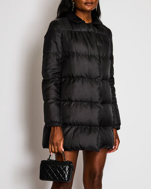 Prada Black Long Puffer Coat with Pockets IT 42 (UK 10)
