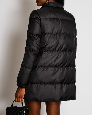 Prada Black Long Puffer Coat with Pockets IT 42 (UK 10)