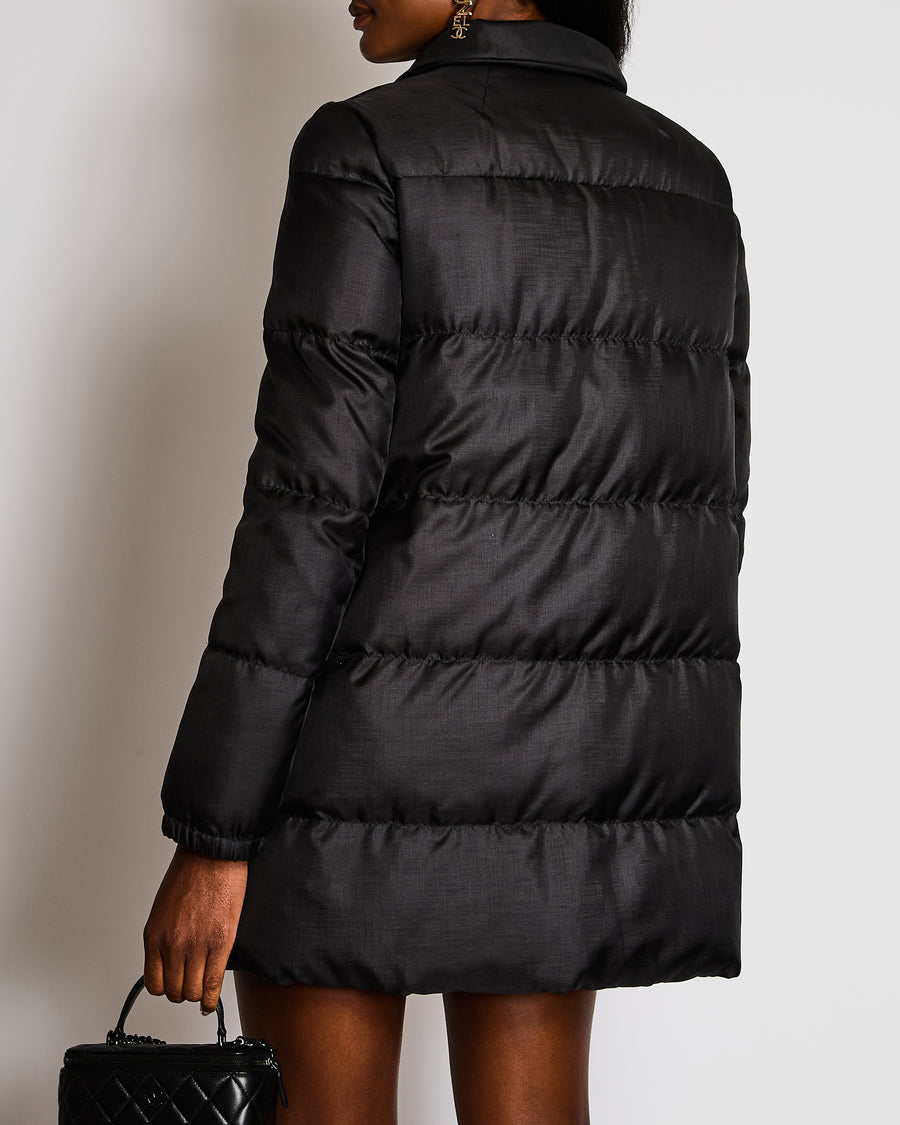 Prada Black Long Puffer Coat with Pockets IT 42 (UK 10)