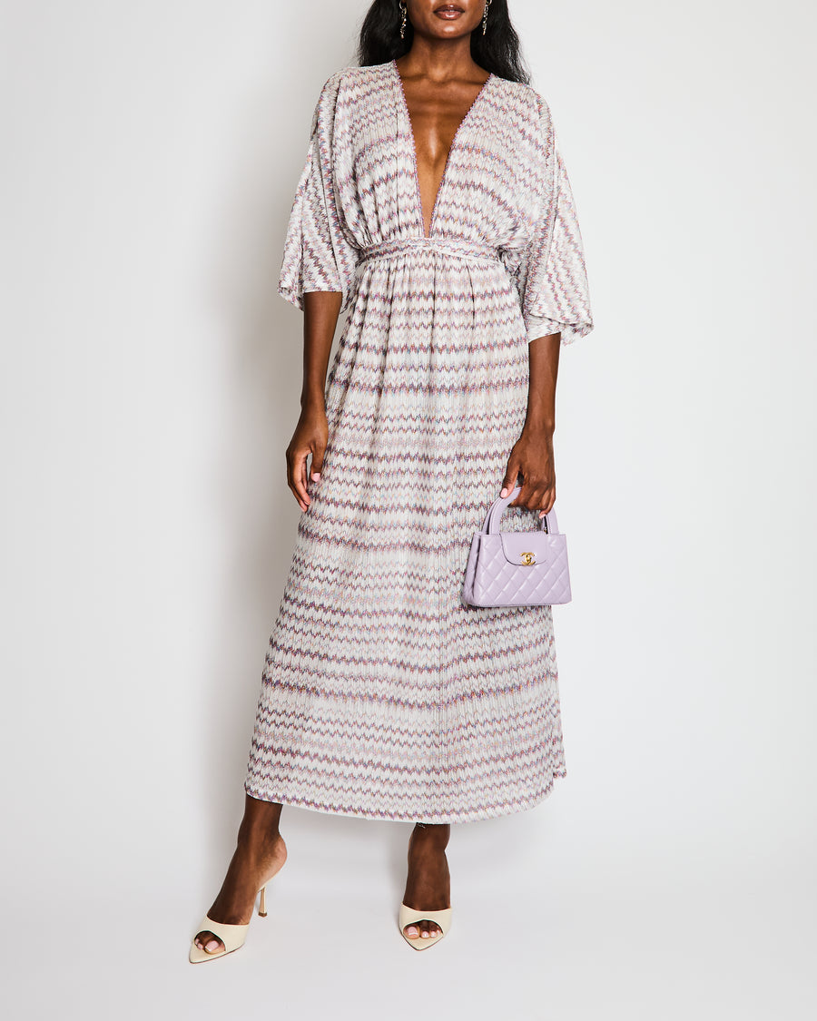 Missoni Mare Lilac and Multi-Colour Metallic Zig-Zag Print Maxi Beach – Sellier