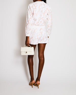 Hermès White Do Re Boucles Print Matching Sweatshirt and Sweatshorts Set Size FR 36 (UK 8)