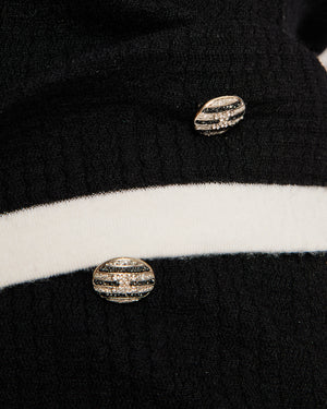 Chanel Black Matching Top and Shorts Set with White Piping and No. 5 Motif Size FR 36 (UK 8)