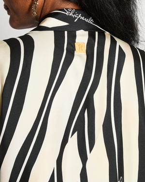 Schiaparelli Paintbrush Short Sleeved Silk Shirt Size FR 38 (UK 10)