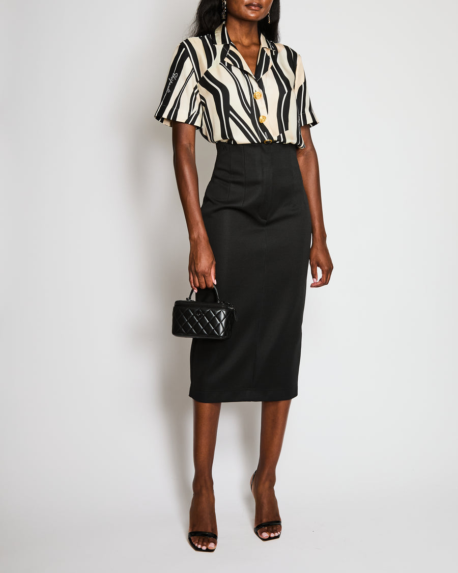 Schiaparelli Paintbrush Short Sleeved Silk Shirt Size FR 38 (UK 10)