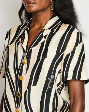 Schiaparelli Paintbrush Short Sleeved Silk Shirt Size FR 38 (UK 10)