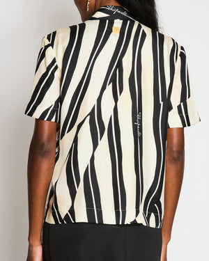 Schiaparelli Paintbrush Short Sleeved Silk Shirt Size FR 38 (UK 10)