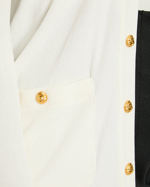 Schiaparelli White Long-Sleeved Ribbed Cardigan Size IT 38 (UK 6)