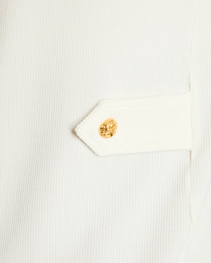 Schiaparelli White Long-Sleeved Ribbed Cardigan Size IT 38 (UK 6)