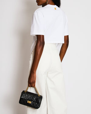 Schiaparelli White T-Shirt with Front Cutout and Gold Chain Detail Size M (UK 10)