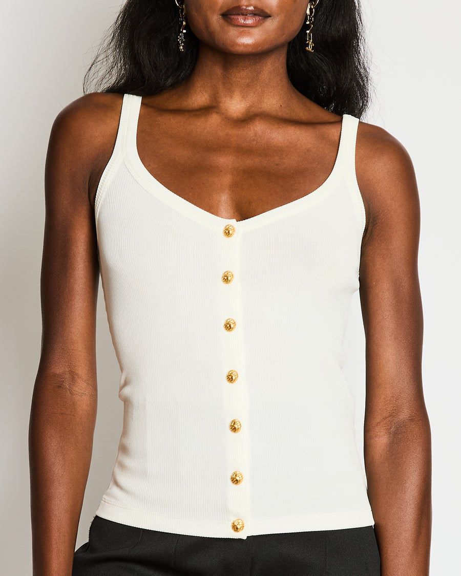 Schiapparelli White Ribbed Tank Top Size FR 40 (UK 8)