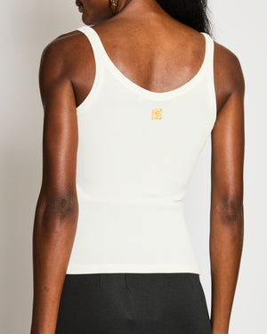 Schiapparelli White Ribbed Tank Top Size FR 40 (UK 8)