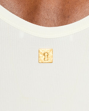 Schiapparelli White Ribbed Tank Top Size FR 40 (UK 8)