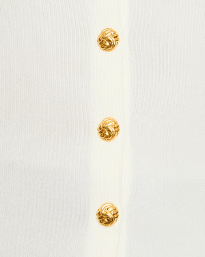 Schiapparelli White Ribbed Tank Top Size FR 40 (UK 8)