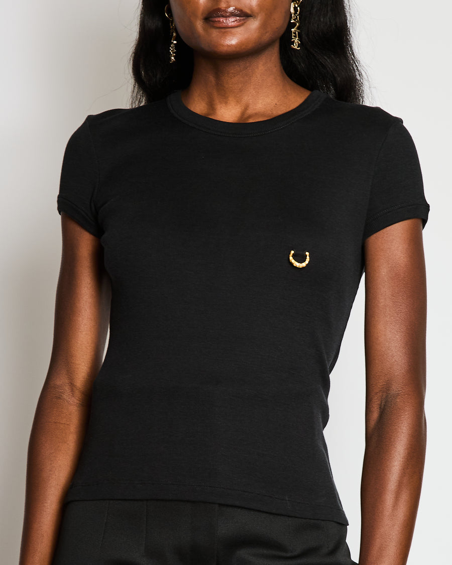 Schiaperelli Black Pierced T-Shirt Size IT 42 (UK 10)