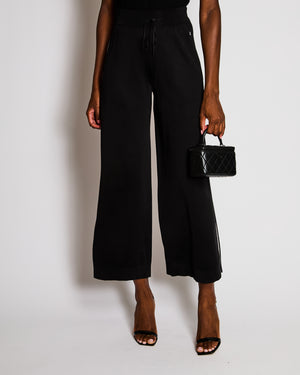 Chanel Black Straight Leg Trackpants with White Side Stripe and White CC Logo Size FR 34 (UK 6)