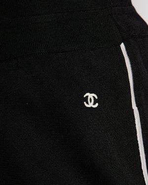 Chanel Black Straight Leg Trackpants with White Side Stripe and White CC Logo Size FR 34 (UK 6)