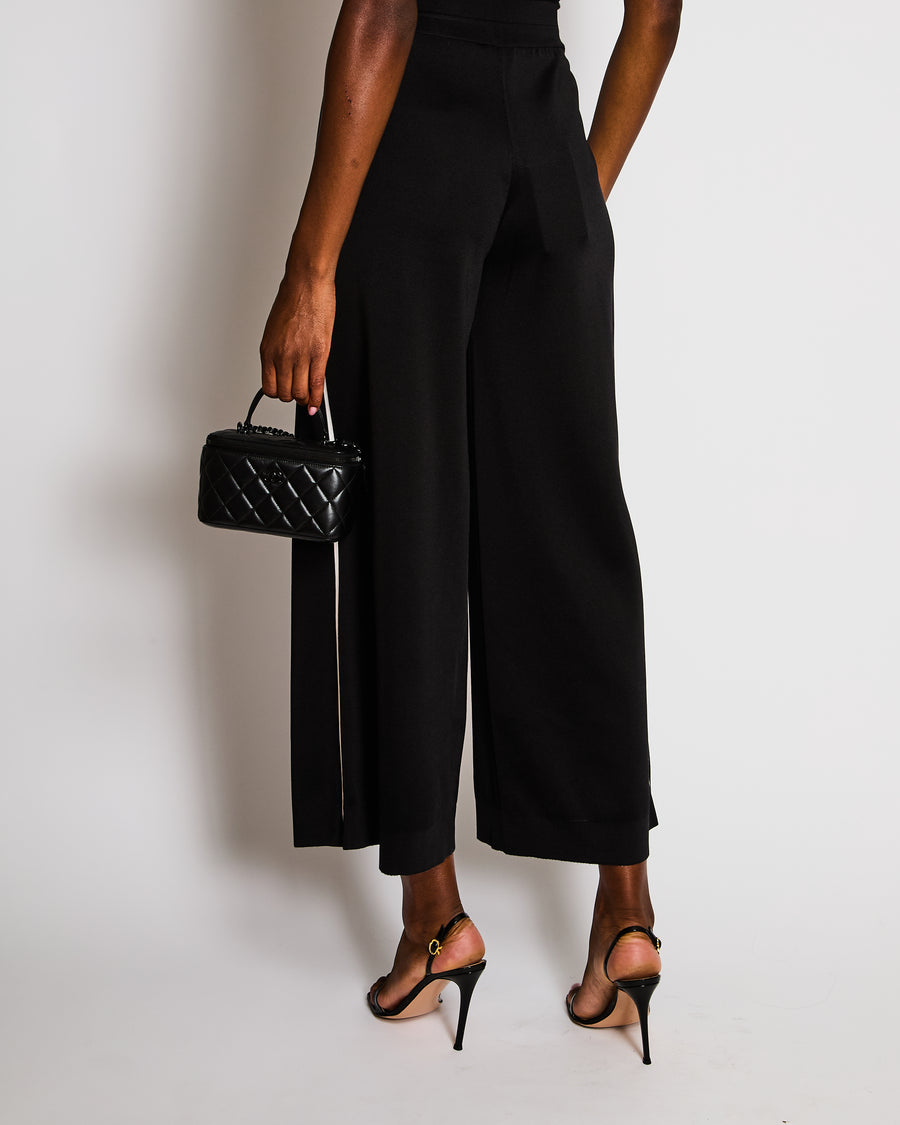 Chanel Black Straight Leg Trackpants with White Side Stripe and White CC Logo Size FR 34 (UK 6)