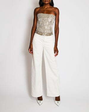 Rasario Silver Crystal-Embellished Corset Top Size UK 6-8