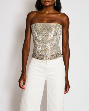 Rasario Silver Crystal-Embellished Corset Top Size UK 6-8