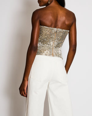 Rasario Silver Crystal-Embellished Corset Top Size UK 6-8