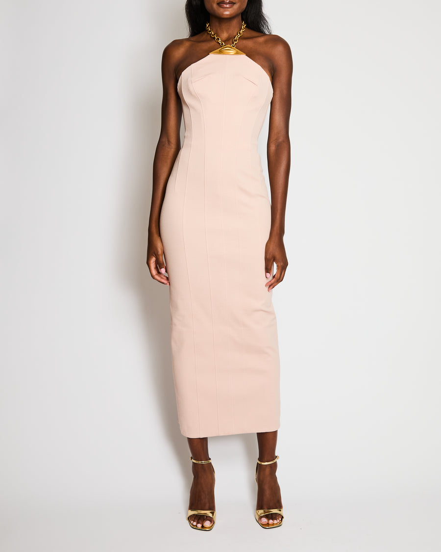 pink choker maxi dress Rush | Keena Scarf Dress The bodycon accentuates your curves Aurina | PINK Square-Neck Maxi