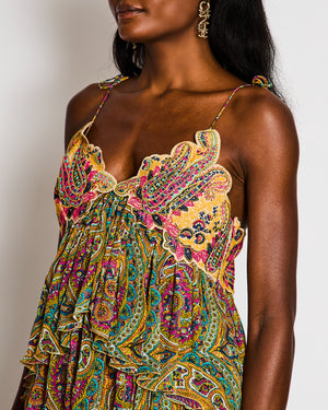 Etro Pink Paisley Print Ruched Mini Dress Size IT 42 (UK 10)