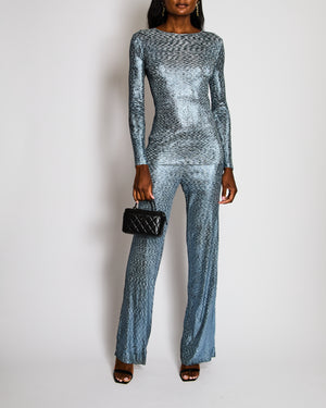Missoni Metallic Blue Long Sleeve Top with Matching Trouser Set Size IT 38/40 (UK 6/8)
