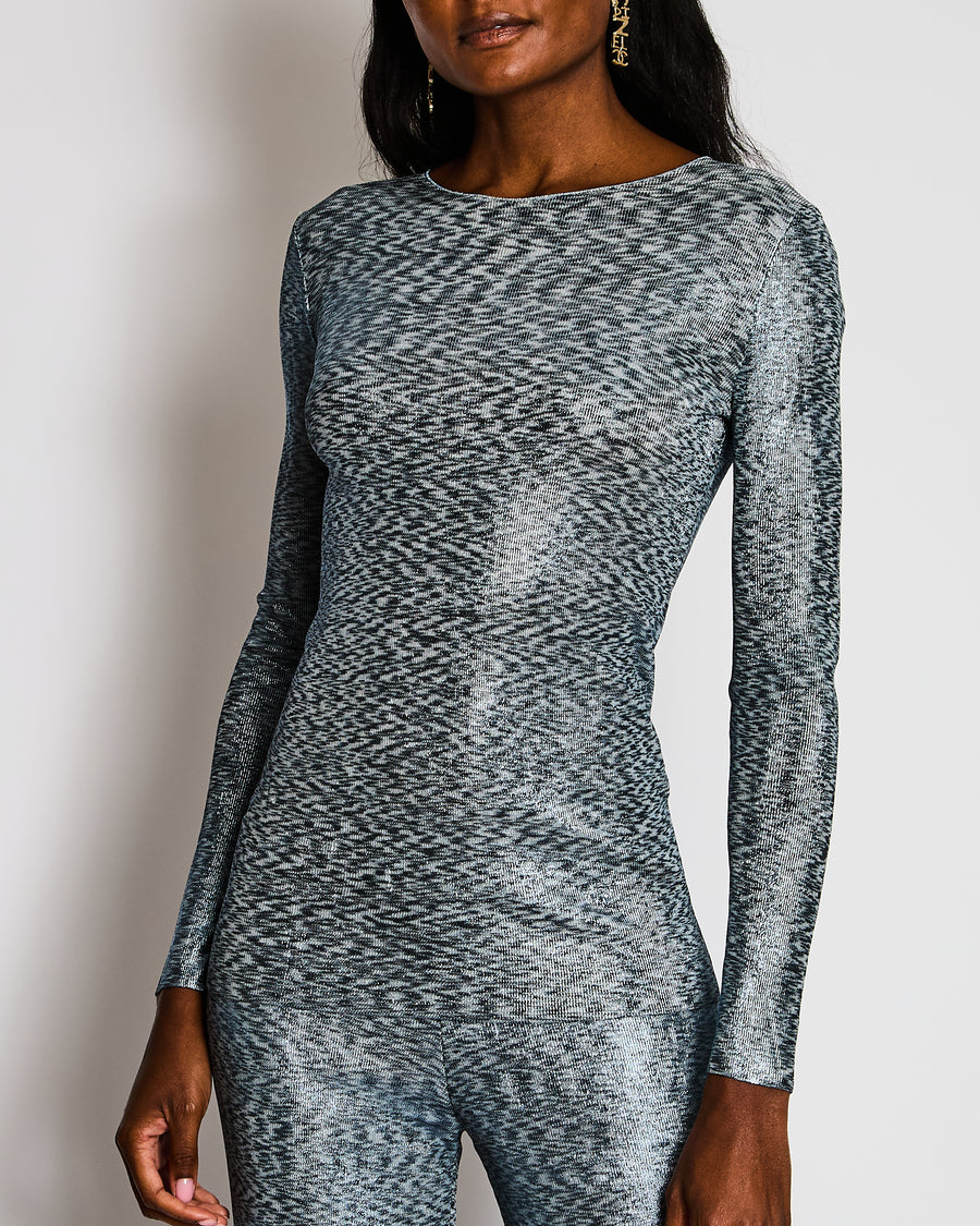 Missoni Metallic Blue Long Sleeve Top with Matching Trouser Set Size IT 38/40 (UK 6/8)