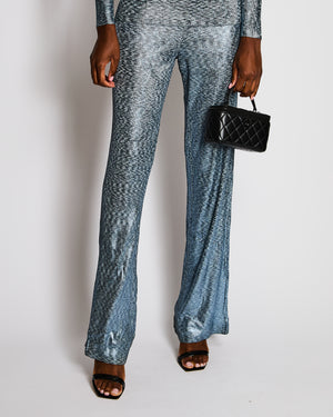Missoni Metallic Blue Long Sleeve Top with Matching Trouser Set Size IT 38/40 (UK 6/8)