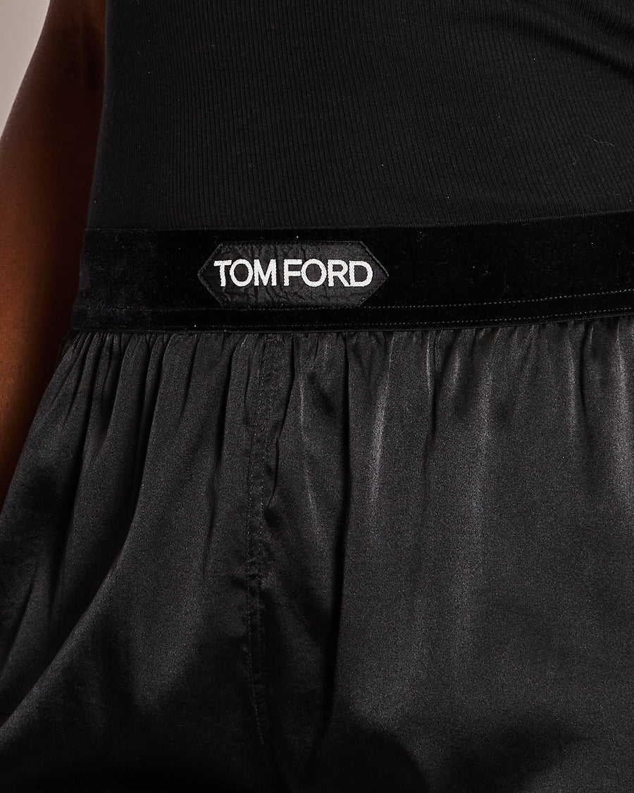 Tom Ford Black Silk-Blend Boxer Shorts with Velvet Logo Waist Band Size IT XS (UK 6)