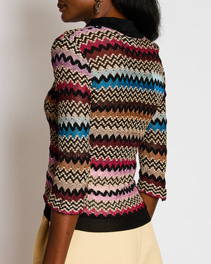 Missoni Metallic Multicoloured Long Sleeve Knitted Button Down Top Size IT S (UK 6/8)