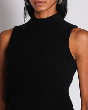 Hermès Black Sleeveless Ribbed Mock neck Jumper Size FR 34 (UK 6)