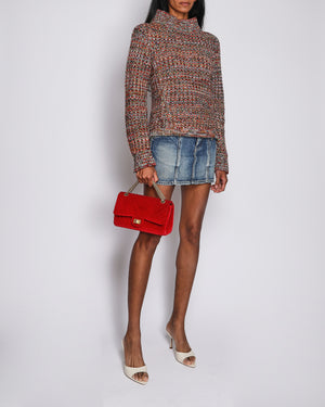 Chanel Red Multi Coloured Mock Neck Jumper Size FR 38 UK 10
