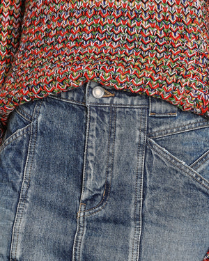 Saint Laurent Blue Denim Mini Skirt with Pocket Detail Size FR 34 (UK 6)
