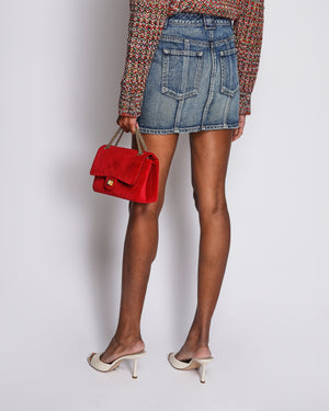 Saint Laurent Blue Denim Mini Skirt with Pocket Detail Size FR 34 (UK 6)