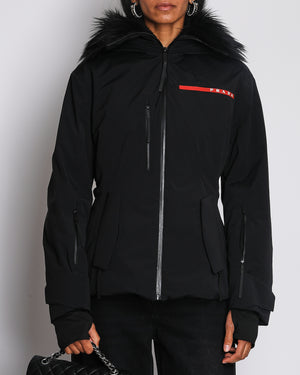Prada Black Extreme-Tex Ski Jacket with Fur-Trimmed Hood Size S (UK 6-8)