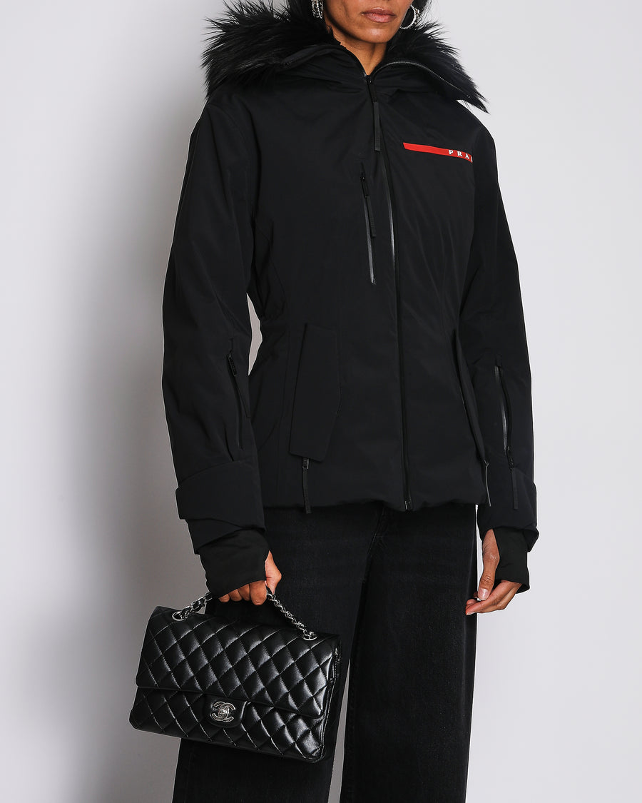 Prada Black Extreme-Tex Ski Jacket with Fur-Trimmed Hood Size S (UK 6-8)