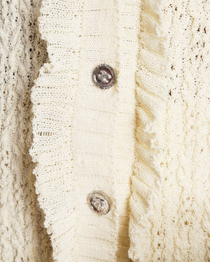 Chanel Beige Cotton Knit Sleeveless Vest with Ruffle Trim Size FR 38 (UK 10)