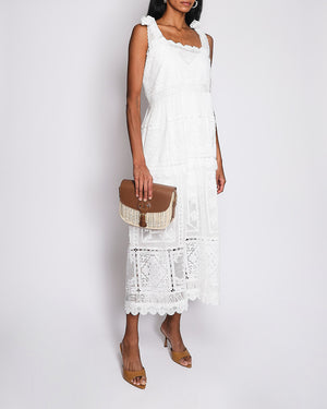 Zimmermann White Aster Lace Trim Slip Dress With Tie Straps Size 0 (UK 8)