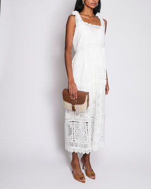 Zimmermann White Aster Lace Trim Slip Dress With Tie Straps Size 0 (UK 8)