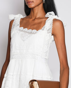 Zimmermann White Aster Lace Trim Slip Dress With Tie Straps Size 0 (UK 8)