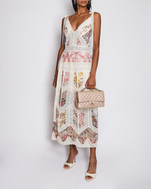 Zimmermann Beige Daylight Slip Dress with Patchwork Floral Print Size 0 (UK 8)